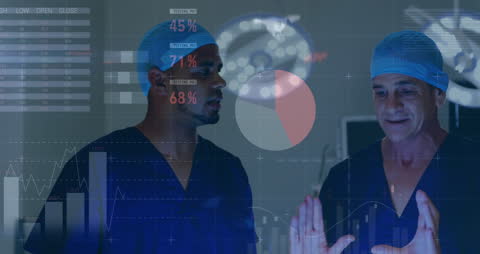 Diverse Surgeons Analyzing Healthcare Data with Holographic Graphics