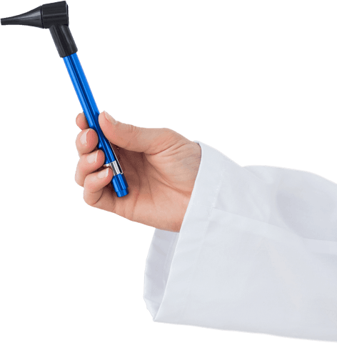 Medical Transparent Background with Doctor Holding Otoscope