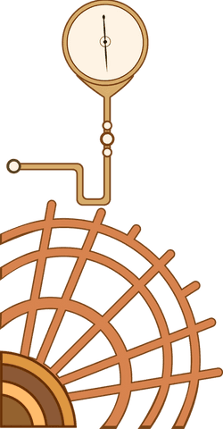 Transparent industrial gear with pressure gauge design element