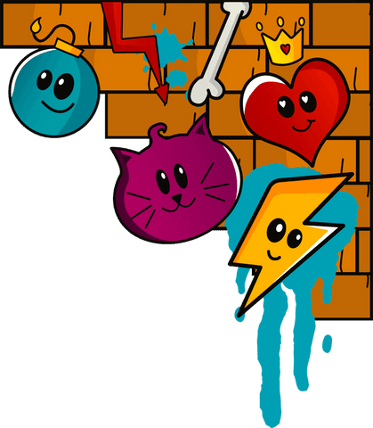 playful street art collage of bright characters on transparent background - Download Free Stock Videos Pikwizard.com