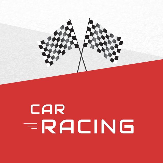 Illustration of car racing text with checkered flags, copy space. illustration, monaco grand prix, formula one motor racing, racing event, circuit race.