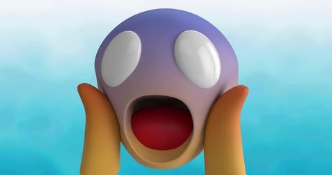 Vibrant 3D Emoji Expressing Shock against Blue Background