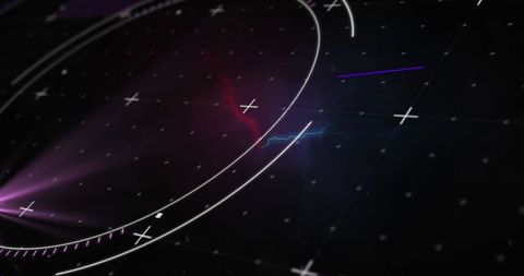 Futuristic digital interface with circles and electrical currents