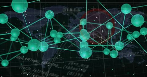 Global Digital Network Visualization with Glowing Teal Nodes and Data Connections