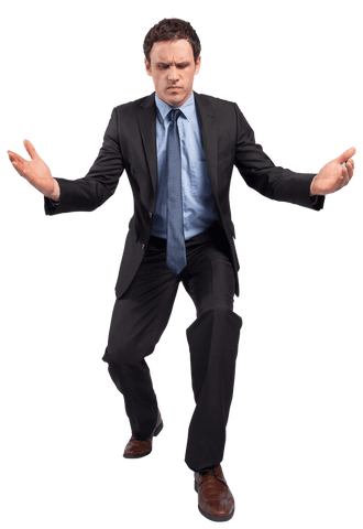 Businessman in Formal Suit with Outstretched Hands Transparent Background