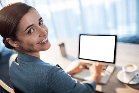 Transparent Background Businesswoman Smiling While Using Laptop - Download Free Stock Videos Pikwizard.com