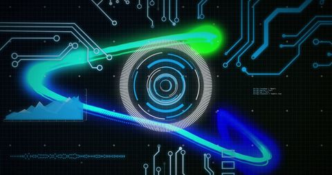Futuristic Digital Interface with Light Trails and Data Visualization - Download Free Stock Images Pikwizard.com