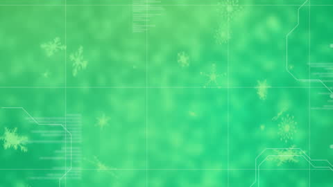 Digital Interface with Symbolic Snowflakes and Data Patterns