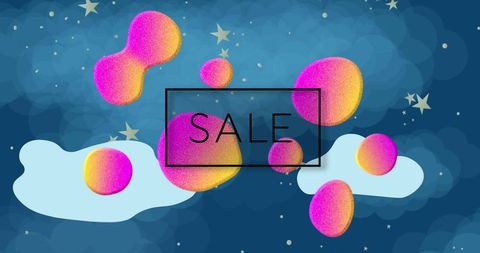 Colorful retro sale banner with abstract design in starry sky