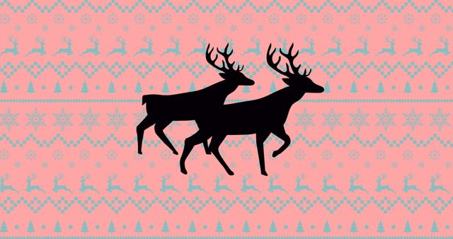 Reindeer Silhouette over Festive Christmas Pattern - Download Free Stock Images Pikwizard.com