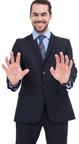 transparent image of cheerful businessman gesture presenting - Download Free Stock Videos Pikwizard.com