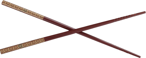 Transparent wooden chopsticks with traditional ornamental design
