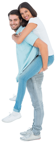 Transparent Couple Piggyback Ride Smiling with Joy Casual Fashion - Download Free Stock Videos Pikwizard.com