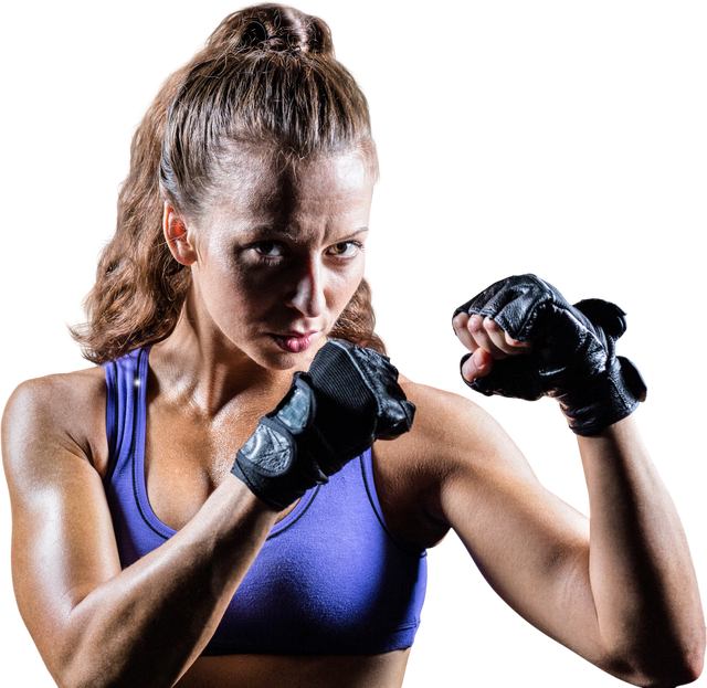 Transparent confident female boxer in fighting stance ready for action - Download Free Stock Videos Pikwizard.com