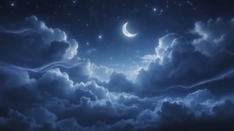 Enchanted Night Sky with Crescent Moon and Sparkling Stars