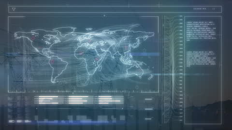Futuristic Digital World Map with Data Connections