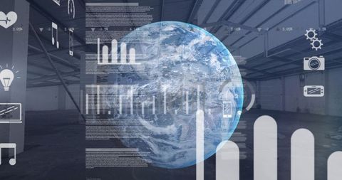 Global Connectivity in Modern Warehouse with Digital Interface - Download Free Stock Images Pikwizard.com