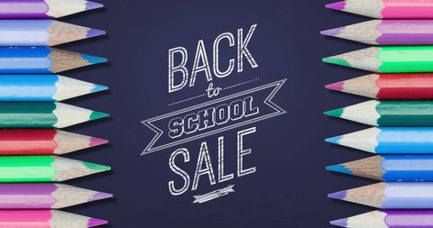 Colorful Pencils Promoting Back to School Sale on Purple Background - Download Free Stock Images Pikwizard.com