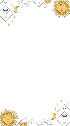 Mystical celestial border with suns and moons on transparent background