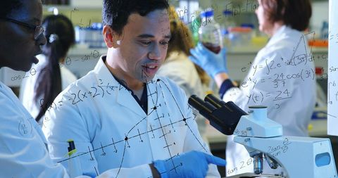 Diverse Scientists Collaborating with Overlay of Mathematical Equations - Download Free Stock Images Pikwizard.com