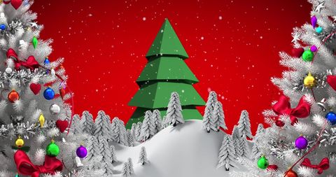 Festive Winter Landscape with Christmas Trees in Snow - Download Free Stock Images Pikwizard.com