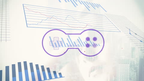 Digital Interface Gamepad with Cityscape and Graphs