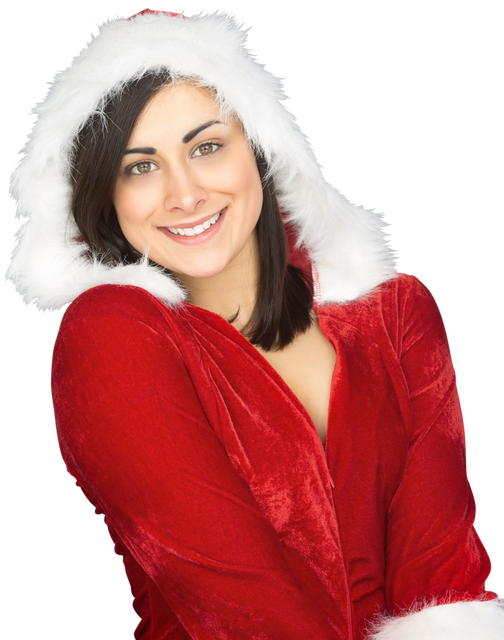 Smiling Woman in Transparent Christmas Santa Outfit Isolated on White Background - Download Free Stock Videos Pikwizard.com