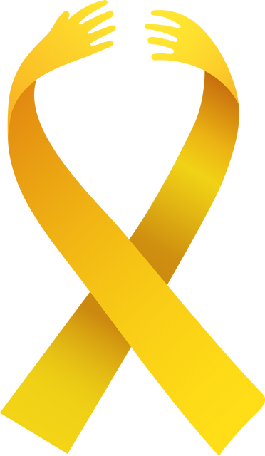 Transparent Yellow Awareness Ribbon with Reaching Hands Illustration - Download Free Stock Videos Pikwizard.com