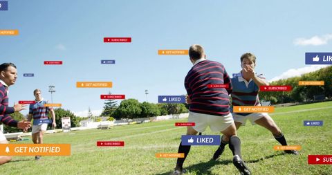 Rugby match with social media notifications