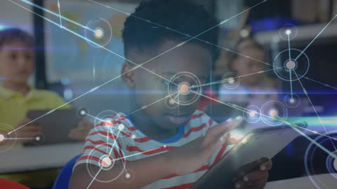 Child Engaging with Digital Learning and Network Interfaces