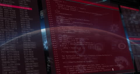 Animation of Data Code Over Planet Earth with Digital Interface