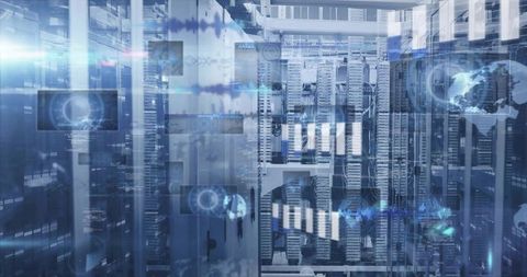 Digital Data in Modern Server Room with Virtual Interface - Download Free Stock Images Pikwizard.com