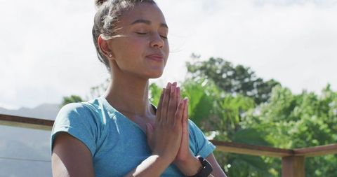 Serene Woman Meditating Outdoors in Nature - Download Free Stock Images Pikwizard.com