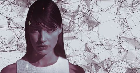 Futuristic Woman Amid Abstract Technology Patterns