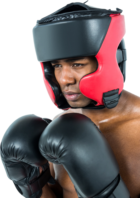 Determined Boxer in Protective Gear Stands in Transparent Background - Download Free Stock Videos Pikwizard.com