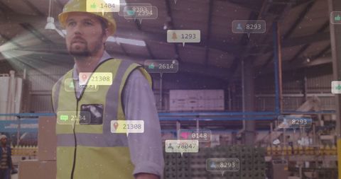 Industrial Worker Engaging with Digital Communications - Download Free Stock Images Pikwizard.com