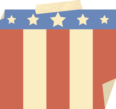 Patriotic transparent banner with stars and stripes design