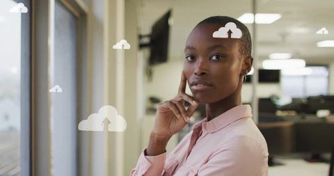 Confident African American Businesswoman Planning Cloud Strategy in Office
