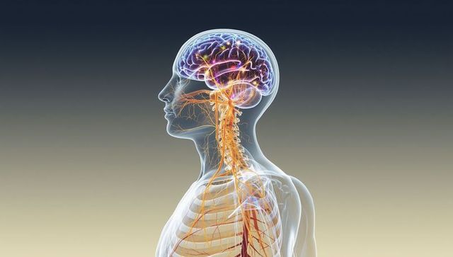 Translucent model visualizing human neural pathways and structures