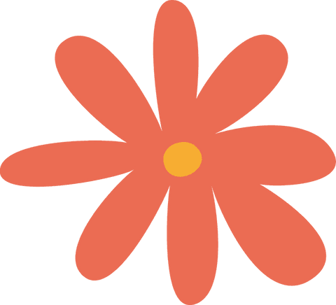 Vibrant Minimalistic Orange Flower on Transparent Background