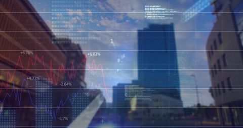 Cityscape Overlaid with Financial Graphs Showcasing Economic Trends - Download Free Stock Images Pikwizard.com
