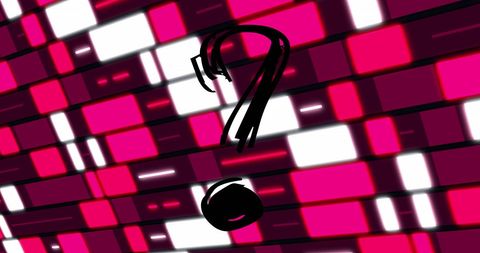 Colorful digital abstract art with question mark symbol