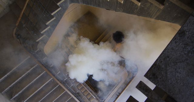 Smoke Filling Staircase in Abandoned Building - Download Free Stock Images Pikwizard.com