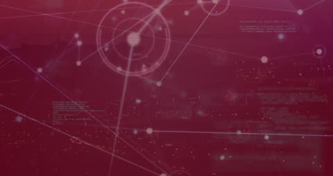 Digital Network Connections Against Red Futuristic Background