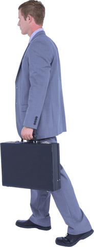 Transparent Full Body Businessman in Suitcase Carrying Pose