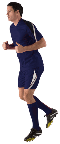 Caucasian Male Soccer Player Running on Transparent Background