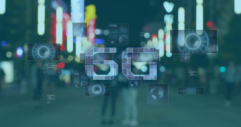 6G Technology with Futuristic Digital Interface on Night City Street - Download Free Stock Images Pikwizard.com