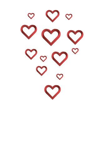 Red hearts illustration on transparent background for valentine's designs