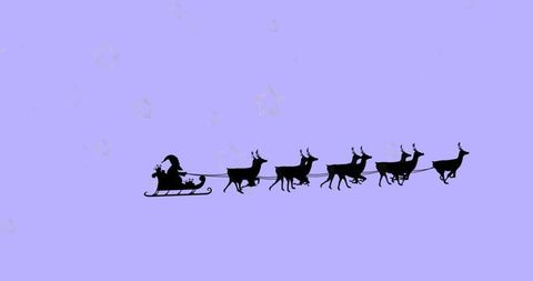 Silhouette of santa claus with reindeer sleigh in night sky