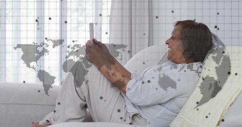 Woman Connecting with Global Network via Digital Tablet